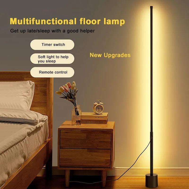 Nordic LED Floor Lamps Acrylic Standing Wall Corner Ambient Lighting Fixture For Living Room Study Bedroom Vertical Illumination