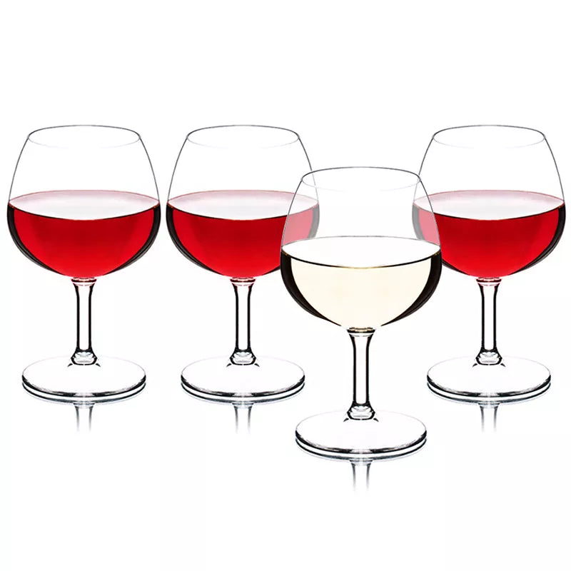 4Pcs Shatterproof Wine Glasses Tritan Plastic Reusable Stemware Unbreakable Versatile Cup Red Wine Goblet For Indoor Outdoor Use