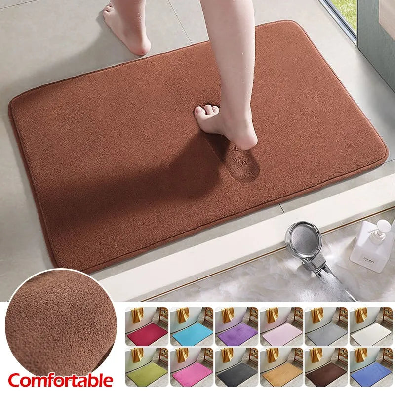 Silicone Bath Mat Super Absorbent Memory Foam Carpet Non-Slip Shower Bathroom Rug Soft Living Room Bedroom Shower Decorative