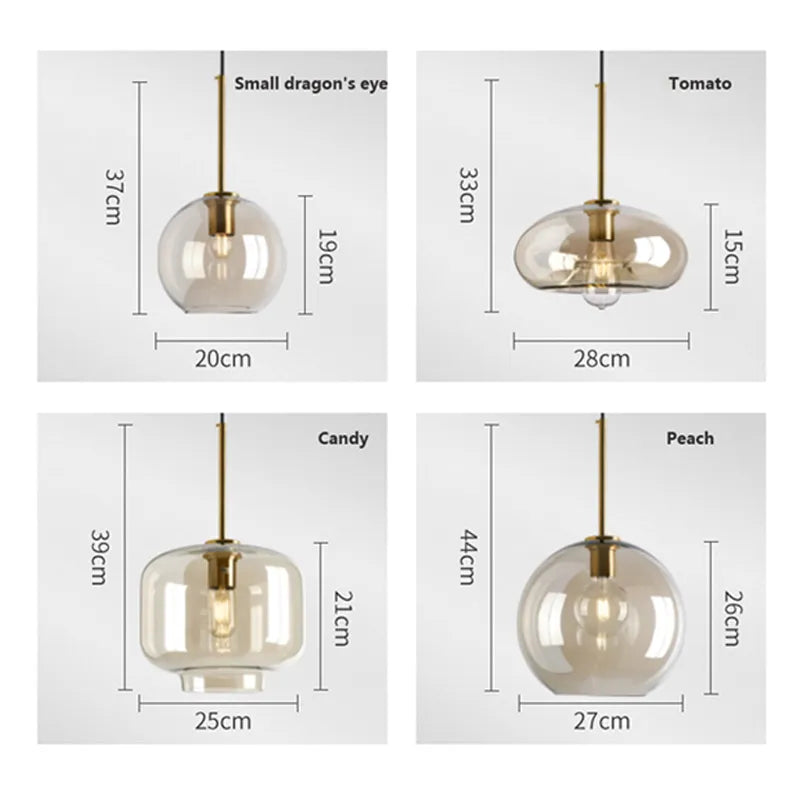 Modern Nordic hanging loft  Glass lustre Pendant Light industrial decor Lights Fixtures E27/E26 for Kitchen Restaurant Lamp