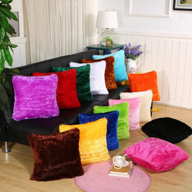 Cushion Cover Plush Velvet Fur Fluffy Sofa Soft Cushion Cover Throw Pillow Case Nordic Home Decoration Pillow Cover 40*40cm