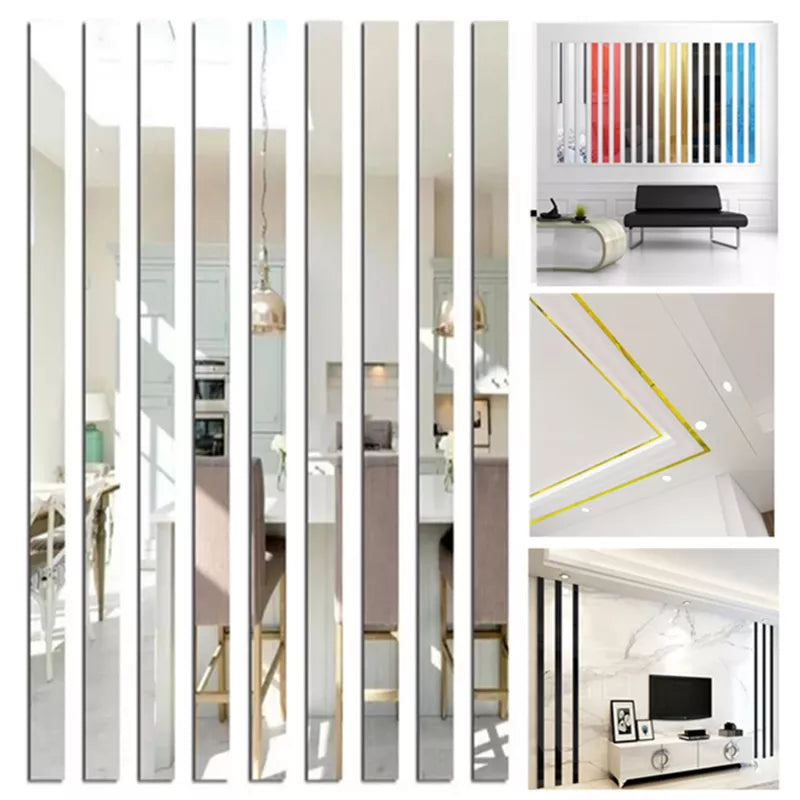 DIY Ceiling Edge Mirror Strip 3M Self-adhesive Acrylic Art Wall Tile Stickers Decor 3D Wall Stickers Decoration TV Background