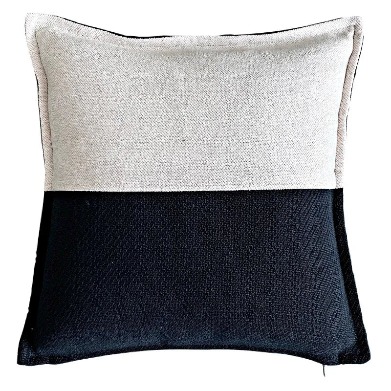 DUNXDECO Sofa Cushion Decorative Pillow Case Modern Simple Luxury Ivory Black Patchwork Blend Fabric Sofa Chair Bedding Coussin