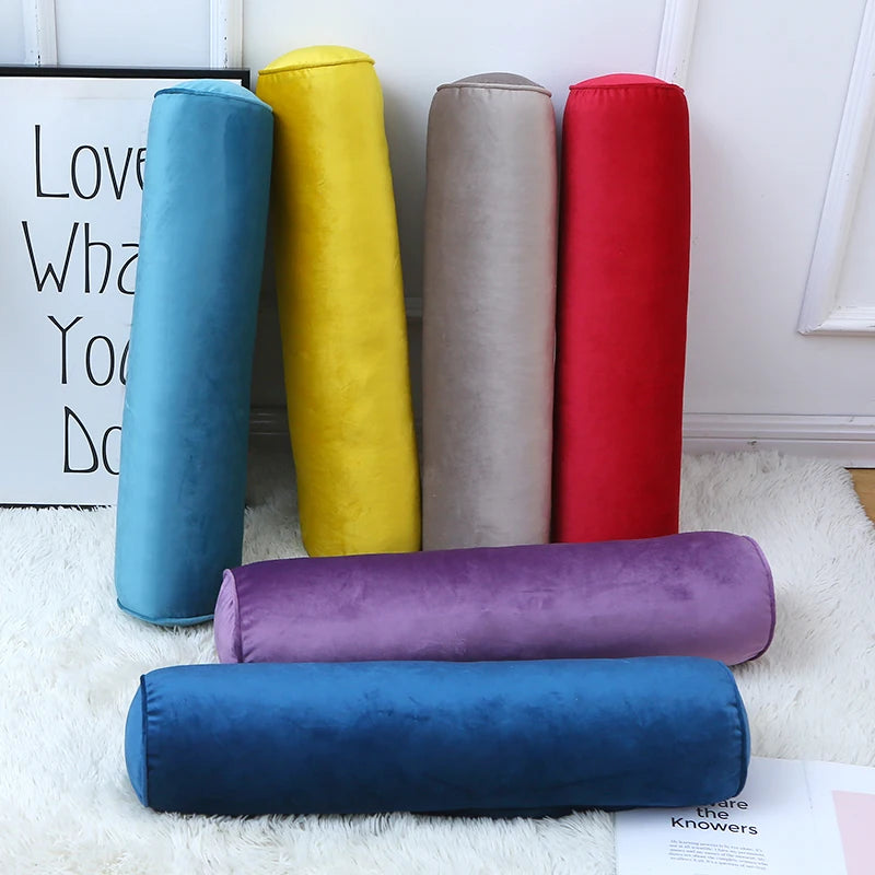 Nordic Style Soft Velvet Cylindrical Pillowcase Room Long Cushion Cover Bed Sofa Roll Neck Back Headrest Bolster Pillow Case