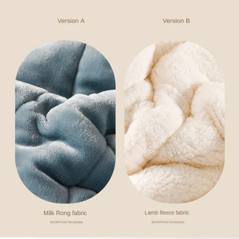 Thick Imitation Lamb Wool Blanket Winter Double-sided Three-layer Quilted Blanket Skin-friendly Cozy Warm Bed Cover Blanket