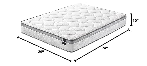 Oliver Smith - Organic Cotton - 10 Inch - Perfect Sleep - Comfort Plush Euro Pillow Top - Cool Memory Foam & Pocket Spring Mattress - Green Foam Certified - (furMattress_Chiland_10_Twin)