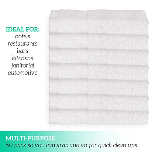 GREEN LIFESTYLE Bulk Washcloths 12x12 50 Pack - Face Towel, Wash Clothes for Body and Face - 100% Pure Cotton Wash Cloths for Your Body (White)