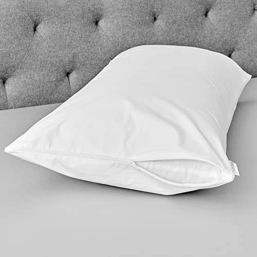 Aller-Ease Washable Hot Water Wash Pillow Protector, 2 Pack, White 2 Count