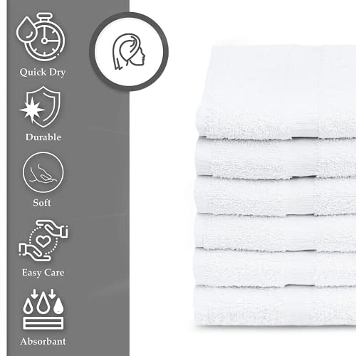 GOLD TEXTILES 60 Pack White Hotel Bath Towels Bulk 20x40 Inches - Cotton Blend Economy Cheap Bath Towels for Commercial Uses, Gym, Salon, Spa & Hair - Lightweight Bath Towels Quick Dry (60 Pcs White)