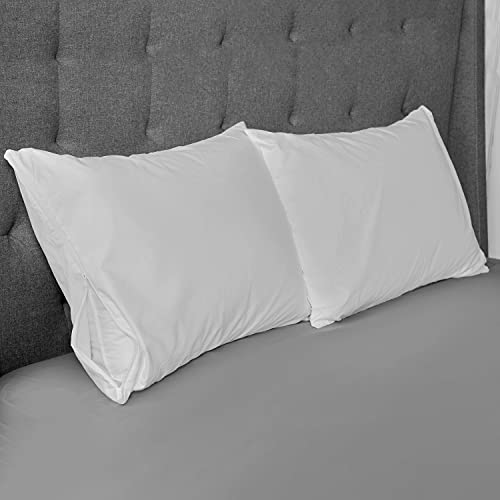 Aller-Ease Washable Hot Water Wash Pillow Protector, 2 Pack, White 2 Count