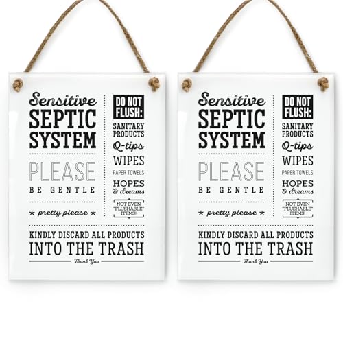 6x8 Inch Septic System Please Be Gentle Designer Bathroom Sign ~ Ready to Hang ~ Premium Finish, Durable (2)