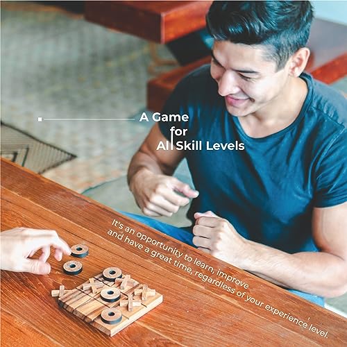 BSIRI Wooden Tic Tac Toe-Coffee Table Decor, Brain Teaser Puzzles for Adults, Unique Gifts for Kids, Classic Board Games for Adults and Family Entertainment (2D)