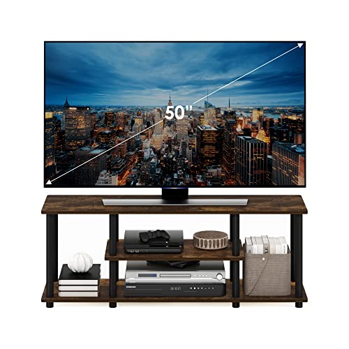 Furinno Turn-N-Tube No Tools 3D 3-Tier Entertainment Stand up to 50 inch TV, Amber Pine/Black