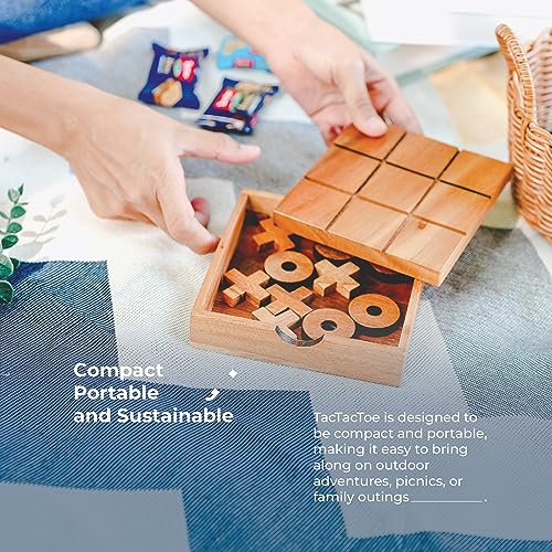 BSIRI Wooden Tic Tac Toe-Coffee Table Decor, Brain Teaser Puzzles for Adults, Unique Gifts for Kids, Classic Board Games for Adults and Family Entertainment (2D)