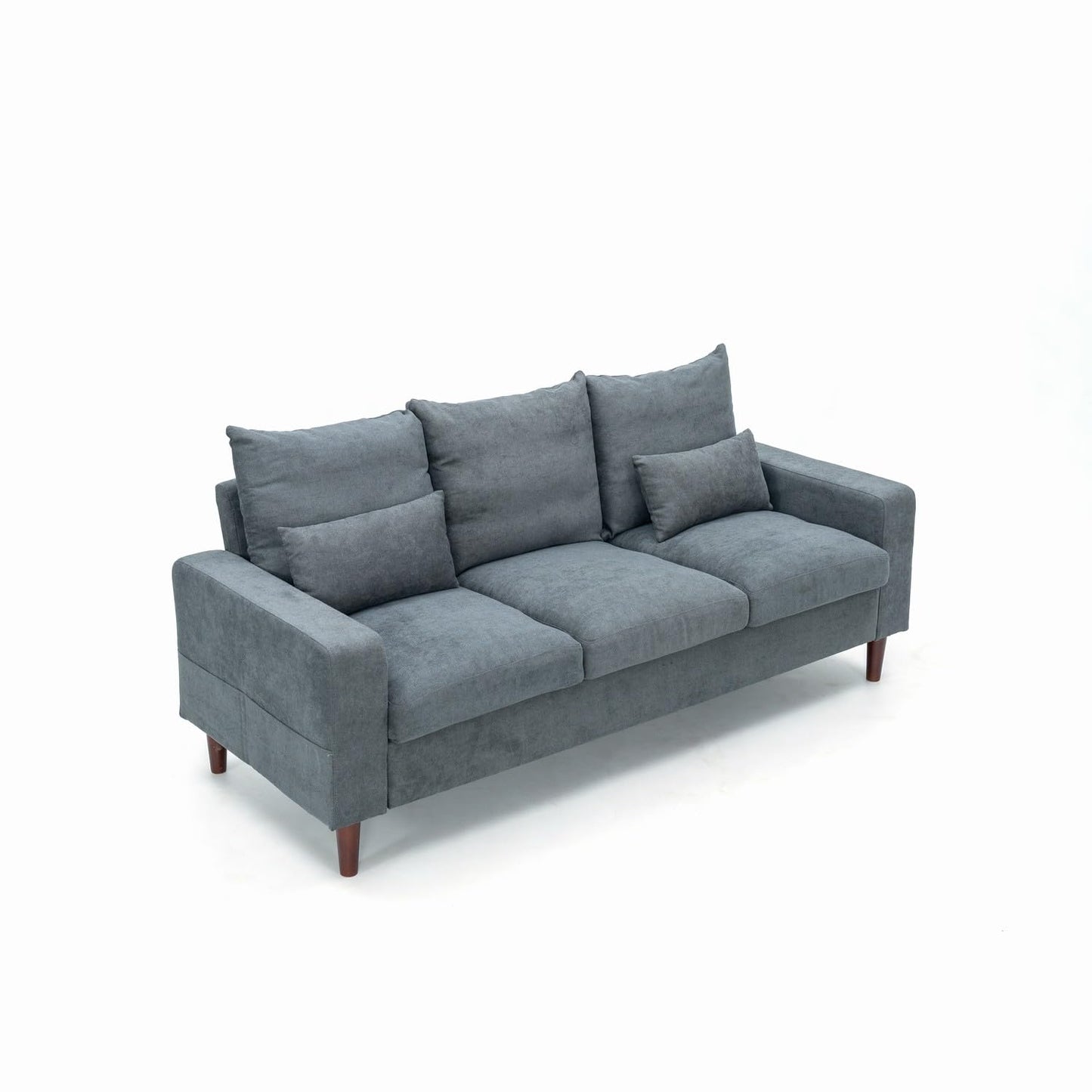 Panana Sectional Sofa 3 Seat Couch, Modern Sofa with Solid Wood Legs, Couches Sofas for Living Room Apartment Bedroom, Comfortable Small Couches for Small Spaces (Gray Linen-Track Arm)