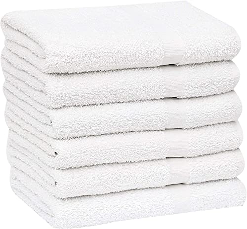 GOLD TEXTILES 60 Pack White Hotel Bath Towels Bulk 20x40 Inches - Cotton Blend Economy Cheap Bath Towels for Commercial Uses, Gym, Salon, Spa & Hair - Lightweight Bath Towels Quick Dry (60 Pcs White)