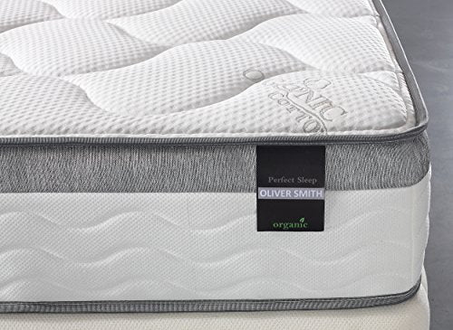 Oliver Smith - Organic Cotton - 10 Inch - Perfect Sleep - Comfort Plush Euro Pillow Top - Cool Memory Foam & Pocket Spring Mattress - Green Foam Certified - (furMattress_Chiland_10_Twin)