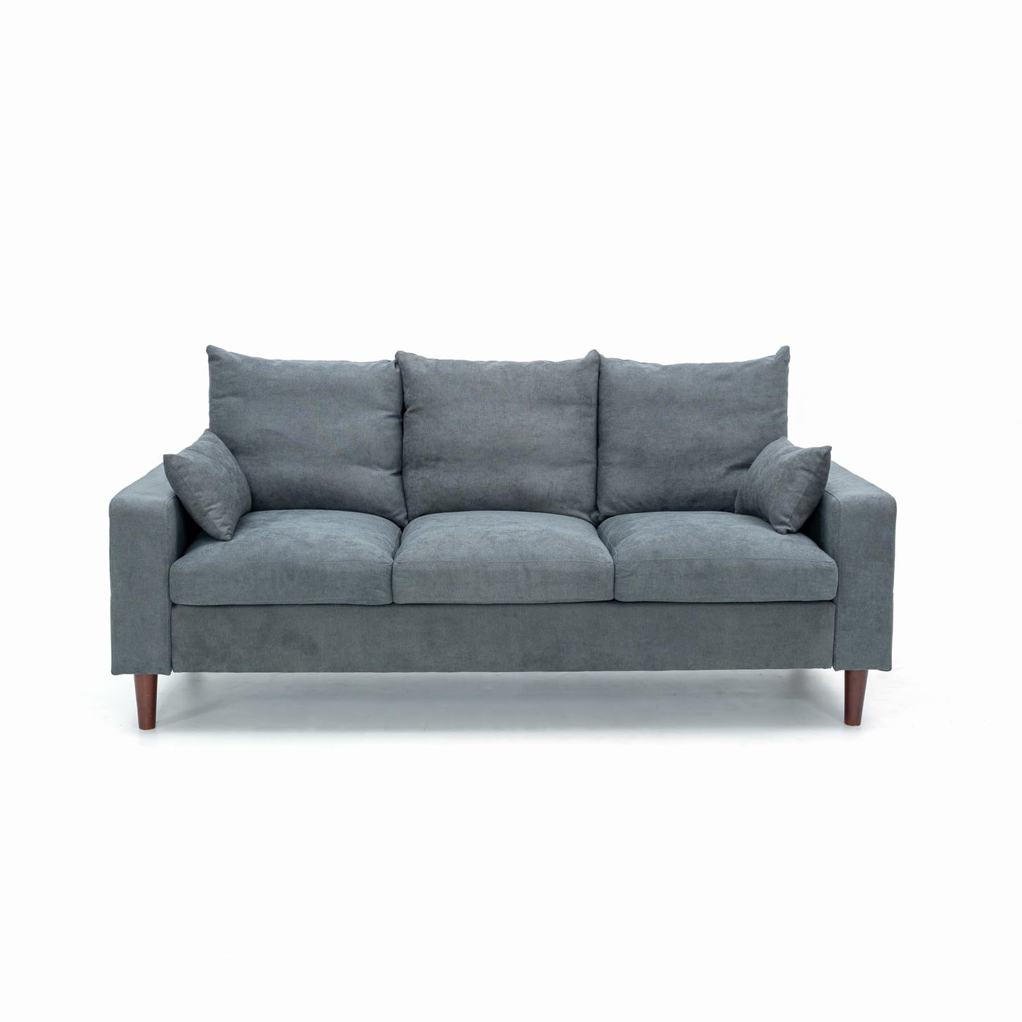 Panana Sectional Sofa 3 Seat Couch, Modern Sofa with Solid Wood Legs, Couches Sofas for Living Room Apartment Bedroom, Comfortable Small Couches for Small Spaces (Gray Linen-Track Arm)