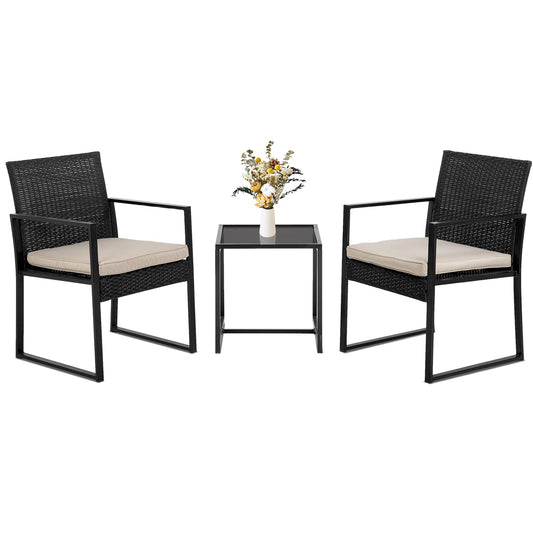 FDW Wicker Patio Furniture 3 Piece Patio Set Chairs Bistro Set Outdoor Rattan Conversation Set for Backyard Porch Poolside Lawn