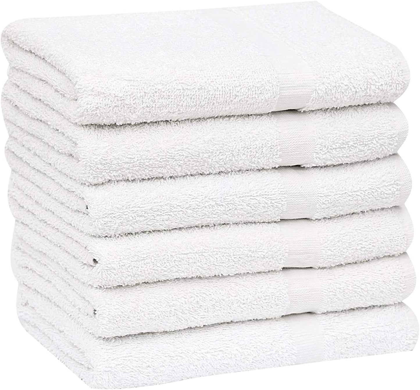 GOLD TEXTILES 12 Pcs New White (20x40 Inches) Cotton Blend Terry Bath Towels Salon/Gym Towels Light Weight Fast Drying