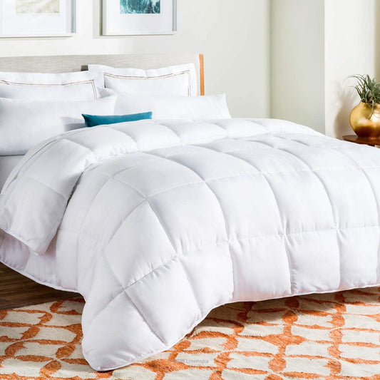 LINENSPA White Down Alternative Comforter and Duvet Insert - All-Season Comforter - Box Stitched Comforter - Bedding for Kids, Teens, and Adults - Queen