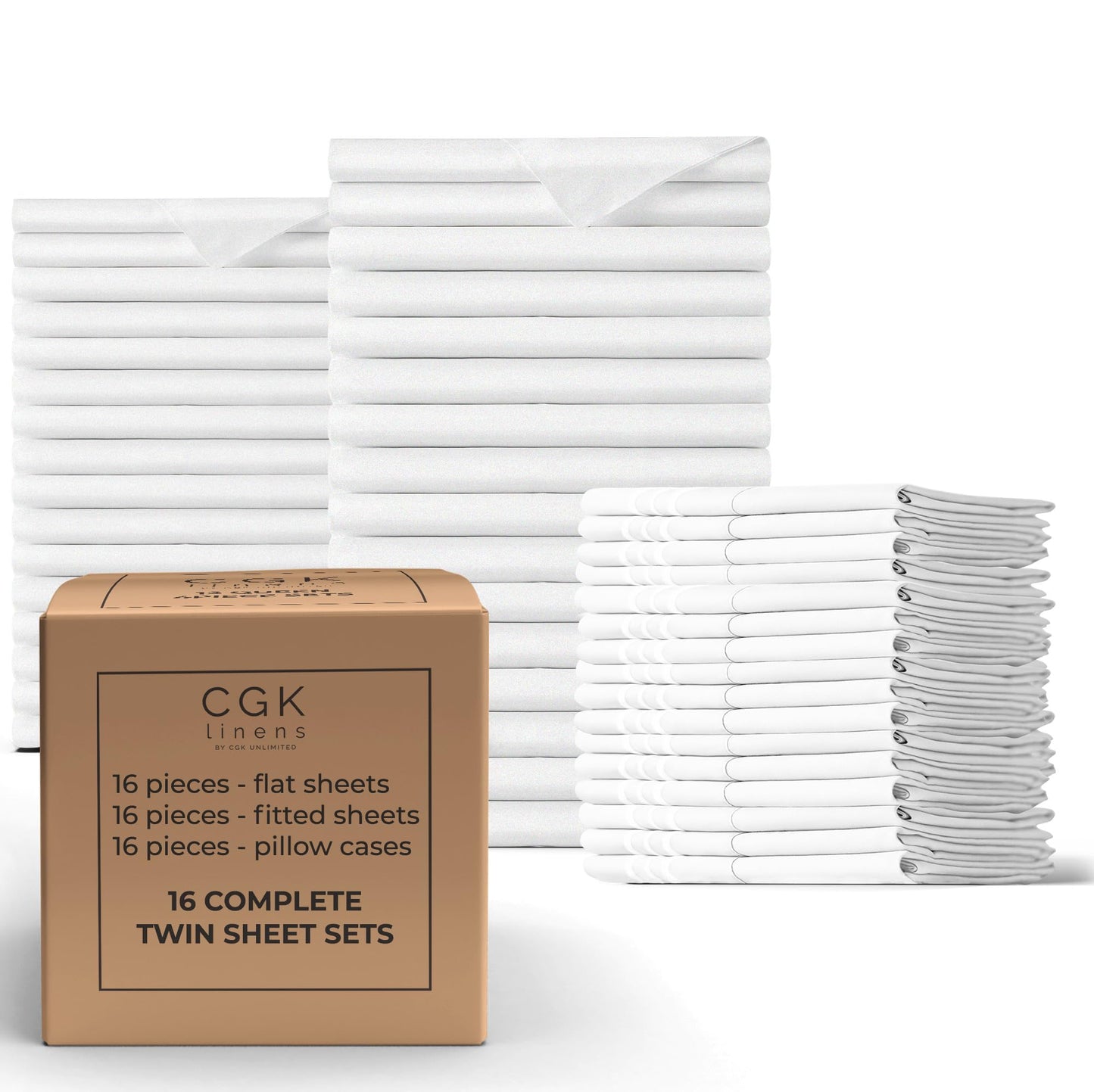 Case Pack of 12 Sheet Sets - (12) Complete Sheet Sets - Only $17 Per King Sheet Set - Bulk Sheet Sets King - Wholesale Linens for Hotels, Rental Properties & Airbnbs - Exceptional Value (King, White)