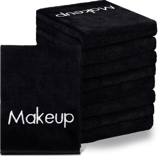 Shimeyao 20 Pack Makeup Washcloths Microfiber Makeup Remover Towels Reusable Quick Dry Face Wash Cloth Soft Washable Fingertip Facial Makeup Towels for Cleansing Hand and Make Up,13x13 Inch(Black)