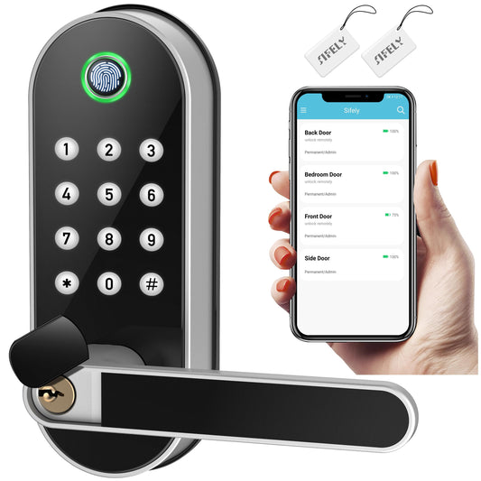 Sifely Smart Lock - Biometric Fingerprint Smart Door Lock - Keypad Keyless Entry Door Lock - Passcode Code Door Lock - Digital Door Lock - Door Handle - Door Knob - Door Lever - Deadbolt Alternatives