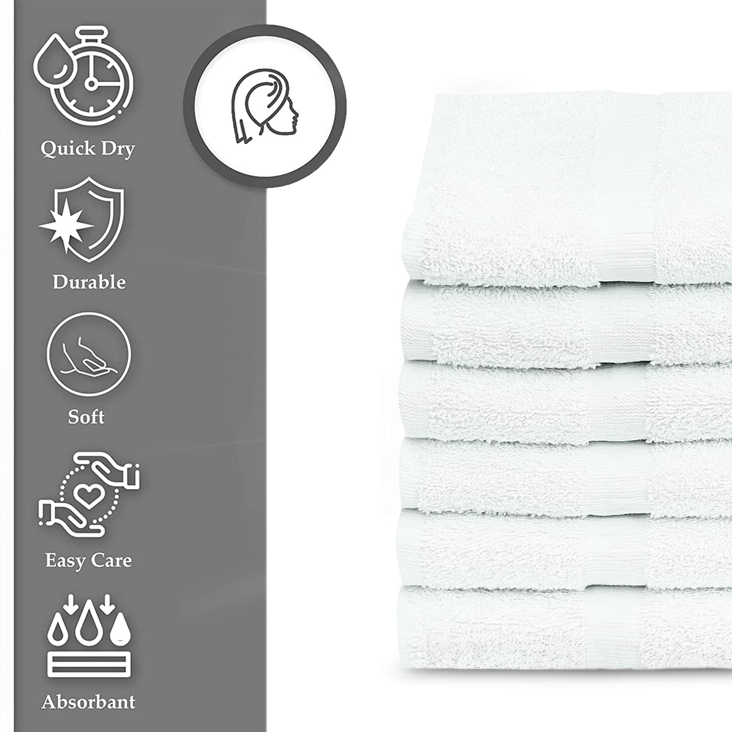 GOLD TEXTILES 12 Pcs New White (20x40 Inches) Cotton Blend Terry Bath Towels Salon/Gym Towels Light Weight Fast Drying